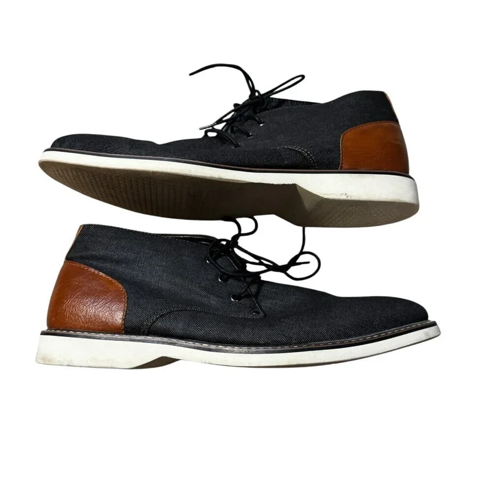 Steve Madden BTEMPLER Chukka Boots Mens 11 Navy Canvas Leather Casual Lace Up